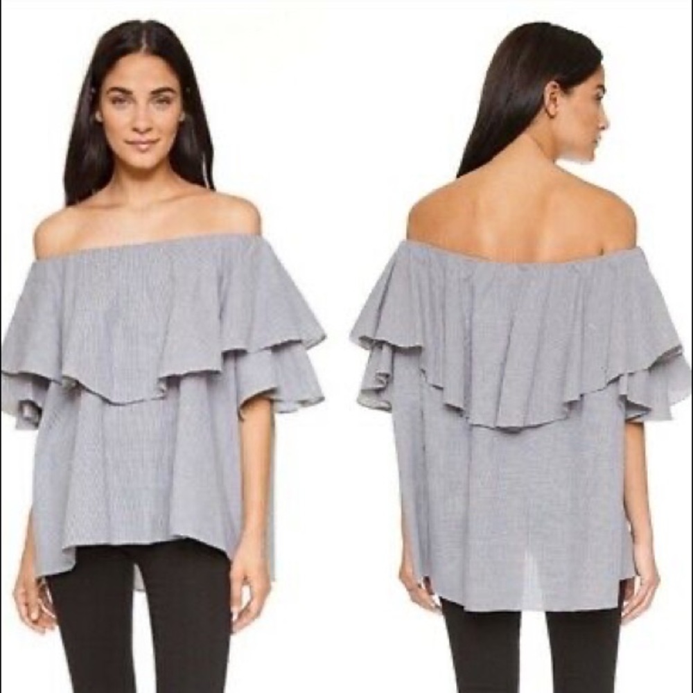 MLM 'Madison' Off the Shoulder Ruffle Gingham Top